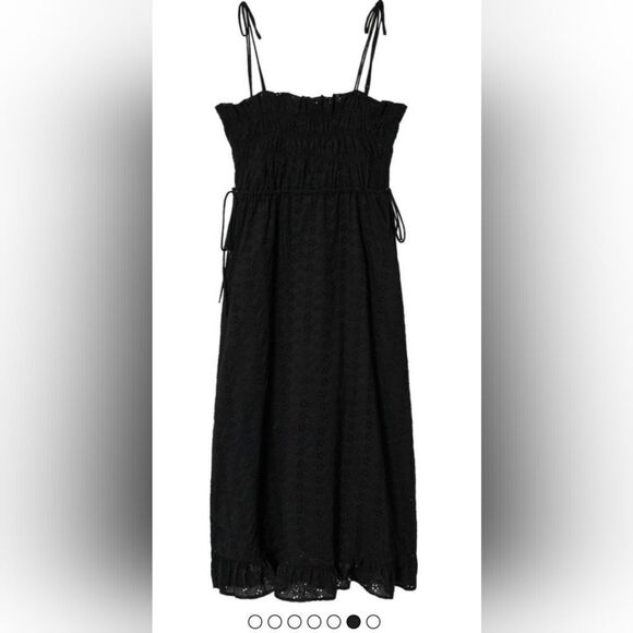 Mango Black Open Work Eyelet Halter with Ruffle Hem Dress - Picture 5 of 12
